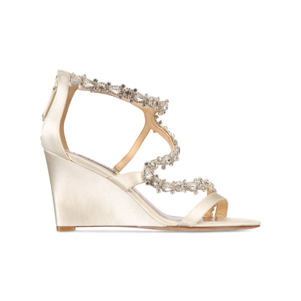 Badgley Mischka Cream Wedge Sandals